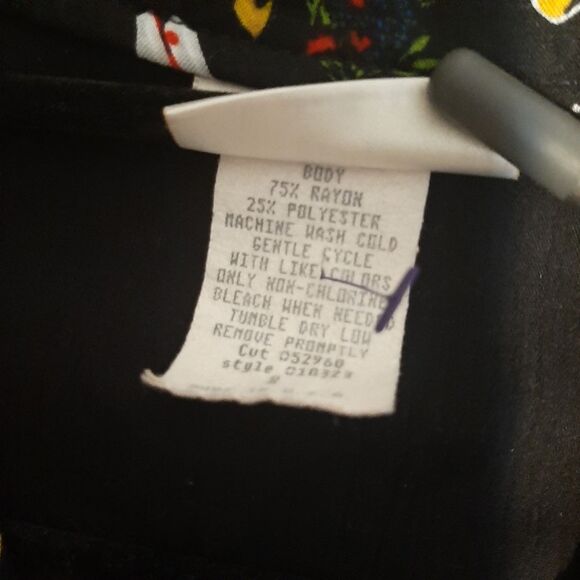 Vintage Kithie Lee Black Novelty Collared Button Down Shirt Short Sleeves Size 8 - Picture 8 of 13